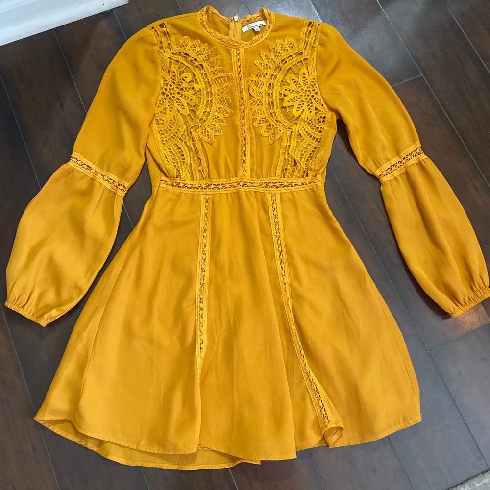 VICI Mustard Crochet Detailing Dress